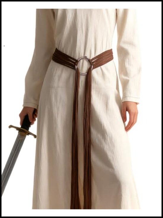 Accessories - Extra Long Norse Cotton Rope Belt with Ouroboros Buckle Medieval LARP Accessory